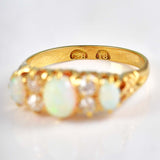 Ellibelle Jewellery Antique Edwardian Opal & Old Cut Diamond 18ct Gold Ring