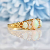 Ellibelle Jewellery Antique Edwardian Opal & Old Cut Diamond 18ct Gold Ring