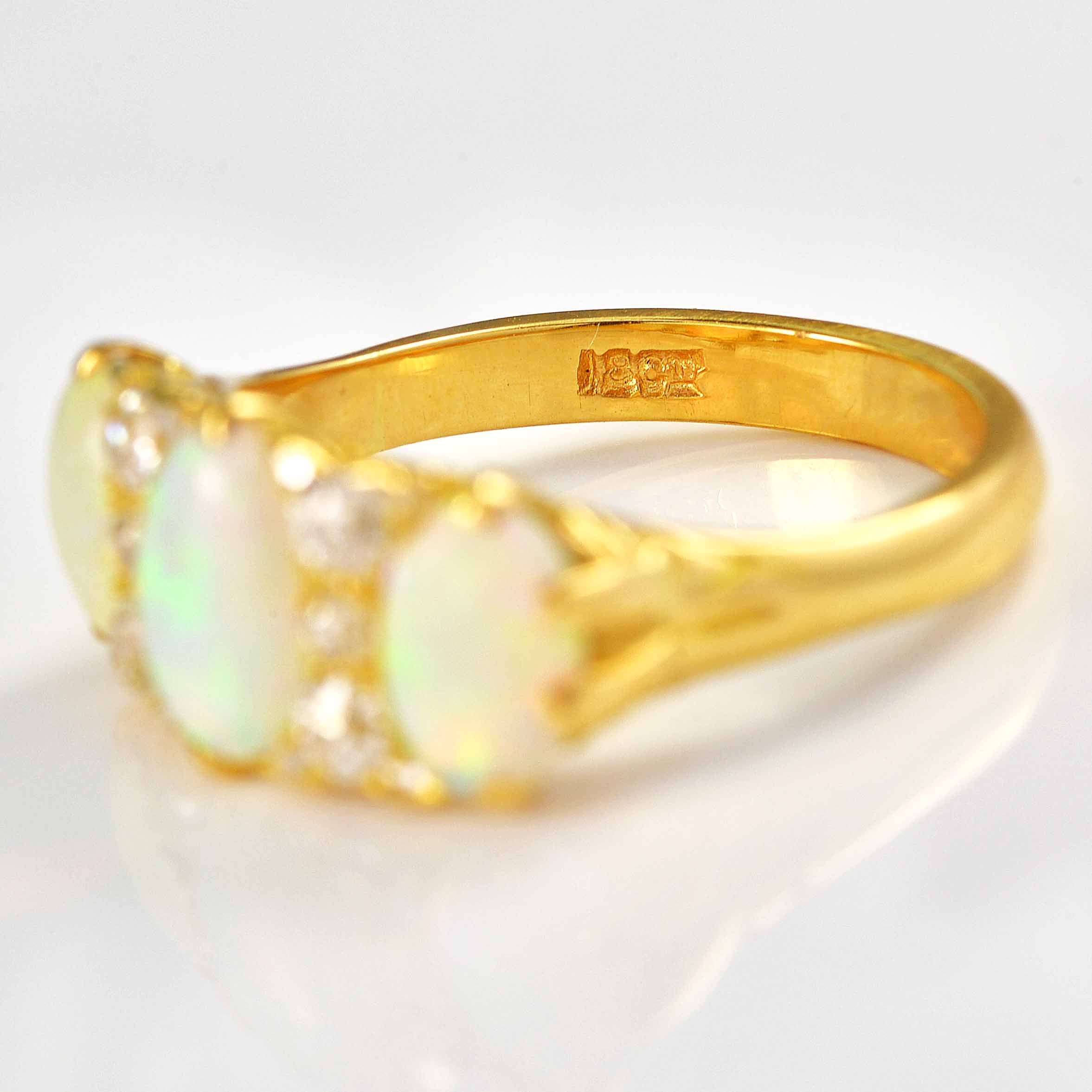 Ellibelle Jewellery Antique Edwardian Opal & Old Cut Diamond 18ct Gold Ring