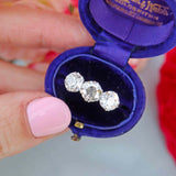 Ellibelle Jewellery Antique Edwardian Platinum Diamond Three-Stone Engagement Ring (3.02cts)