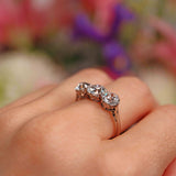 Ellibelle Jewellery Antique Edwardian Platinum Diamond Three-Stone Engagement Ring (3.02cts)