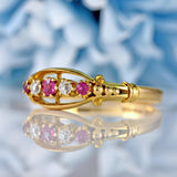 Ellibelle Jewellery Antique Edwardian Ruby & Diamond 18ct Gold Five-Stone Ring - Chester 1907