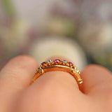 Ellibelle Jewellery Antique Edwardian Ruby & Diamond 18ct Gold Five-Stone Ring - Chester 1907
