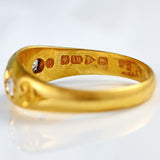 Ellibelle Jewellery Antique Edwardian Ruby & Diamond 18ct Gold Starburst Three-Stone Gypsy Ring