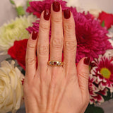 Ellibelle Jewellery Antique Edwardian Ruby & Diamond 18ct Gold Starburst Three-Stone Gypsy Ring