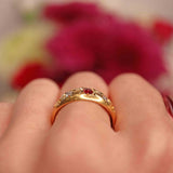 Ellibelle Jewellery Antique Edwardian Ruby & Diamond 18ct Gold Starburst Three-Stone Gypsy Ring