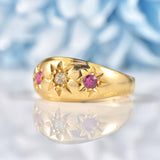 Ellibelle Jewellery Antique Edwardian Ruby & Diamond Starburst Gypsy Ring