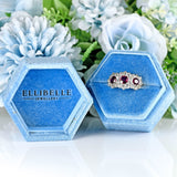 Ellibelle Jewellery Antique Edwardian Ruby & Old-Cut Diamond 18ct Gold Triple Cluster Ring