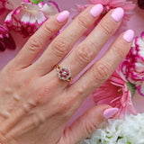 Ellibelle Jewellery Antique Edwardian Ruby & Old-Mine-Cut Diamond 18ct Gold Cluster Ring