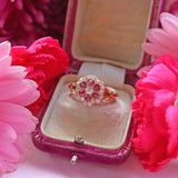 Ellibelle Jewellery Antique Edwardian Ruby & Old-Mine-Cut Diamond 18ct Gold Cluster Ring