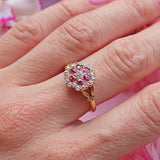 Ellibelle Jewellery Antique Edwardian Ruby & Old-Mine-Cut Diamond 18ct Gold Cluster Ring
