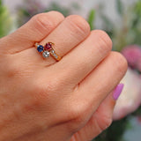 Ellibelle Jewellery Antique Edwardian Ruby, Sapphire & Diamond 18ct Gold Trefoil Ring