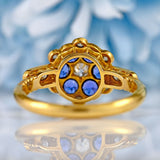 Ellibelle Jewellery Antique Edwardian Sapphire & Diamond 18ct Gold Cluster Ring