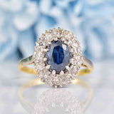 Ellibelle Jewellery Antique Edwardian Sapphire & Diamond 18ct Gold Cluster Ring