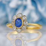 Ellibelle Jewellery Antique Edwardian Sapphire & Diamond 18ct Gold Cluster Ring