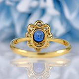 Ellibelle Jewellery Antique Edwardian Sapphire & Diamond 18ct Gold Cluster Ring