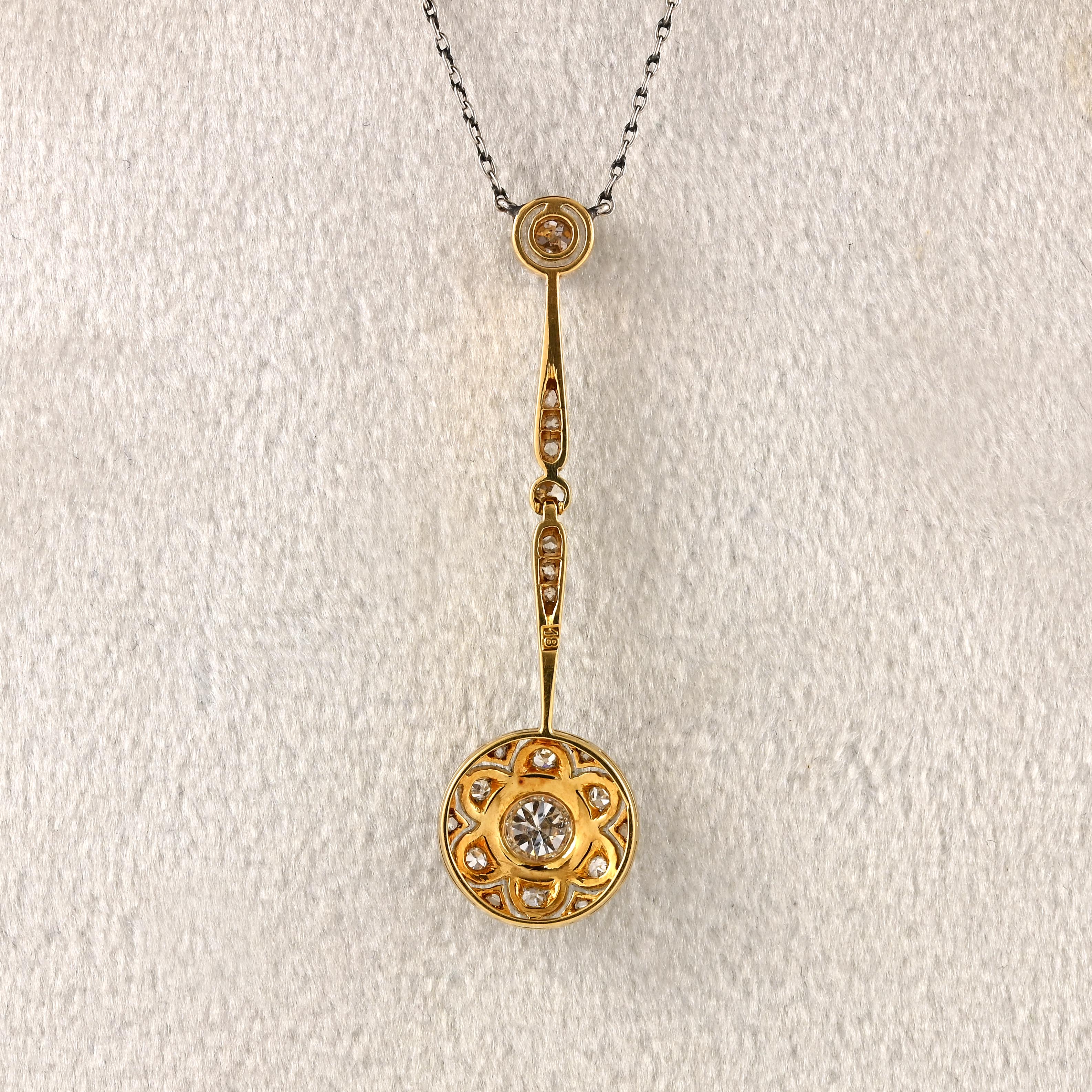 Ellibelle Jewellery Antique Edwardian Sapphire & Diamond 18ct Gold Pendant Necklace