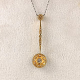 Ellibelle Jewellery Antique Edwardian Sapphire & Diamond 18ct Gold Pendant Necklace
