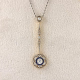 Ellibelle Jewellery Antique Edwardian Sapphire & Diamond 18ct Gold Pendant Necklace