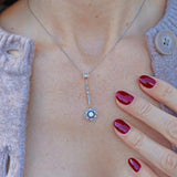 Ellibelle Jewellery Antique Edwardian Sapphire & Diamond 18ct Gold Pendant Necklace