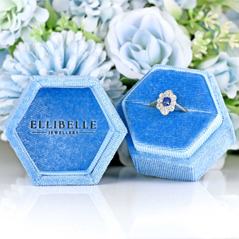 Ellibelle Jewellery Antique Edwardian Sapphire & Diamond 18ct Gold Platinum Ring