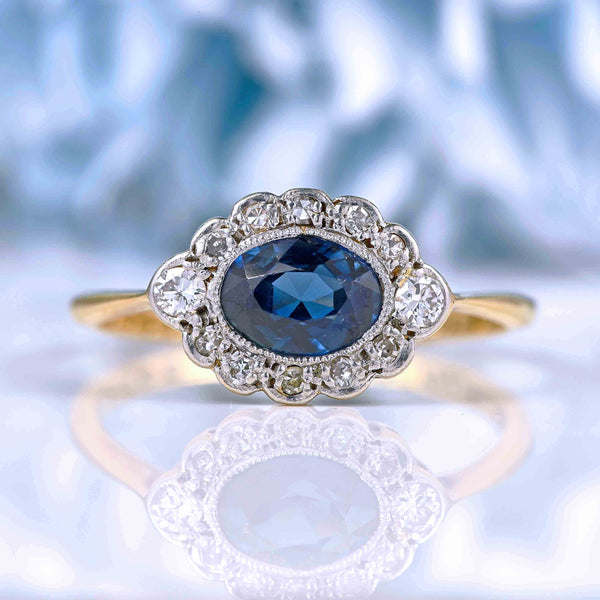 Ellibelle Jewellery Antique Edwardian Sapphire & Diamond 18ct Gold Ring