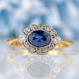 Ellibelle Jewellery Antique Edwardian Sapphire & Diamond 18ct Gold Ring