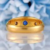 Ellibelle Jewellery Antique Edwardian Sapphire & Diamond 18ct Gold Starburst Gypsy Ring