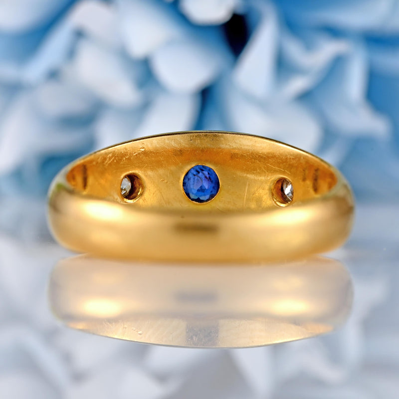 Ellibelle Jewellery Antique Edwardian Sapphire & Diamond 18ct Gold Starburst Gypsy Ring