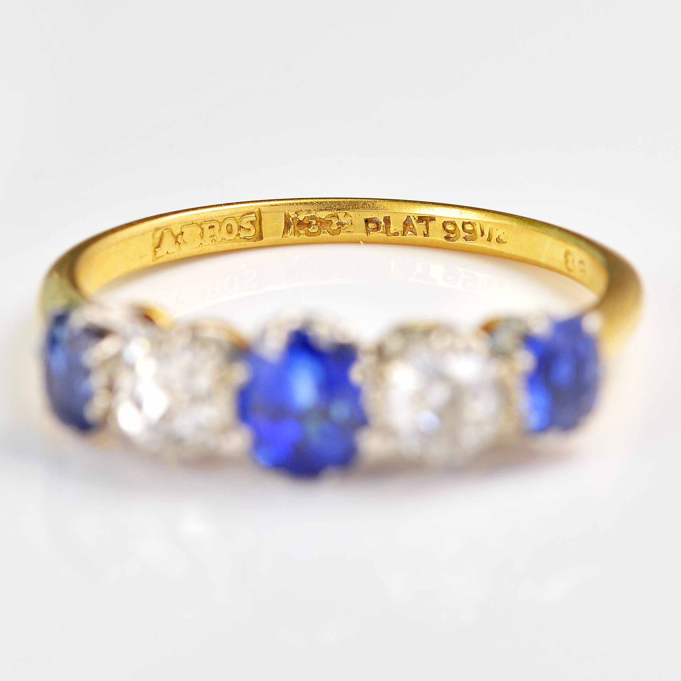 Ellibelle Jewellery Antique Edwardian Sapphire & Diamond Five Stone Ring