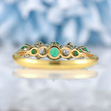 Ellibelle Jewellery Antique Emerald & Diamond Gold Five-Stone Ring