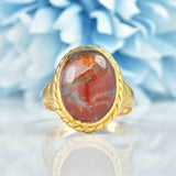Ellibelle Jewellery Antique Moss Agate 15ct Gold Ring