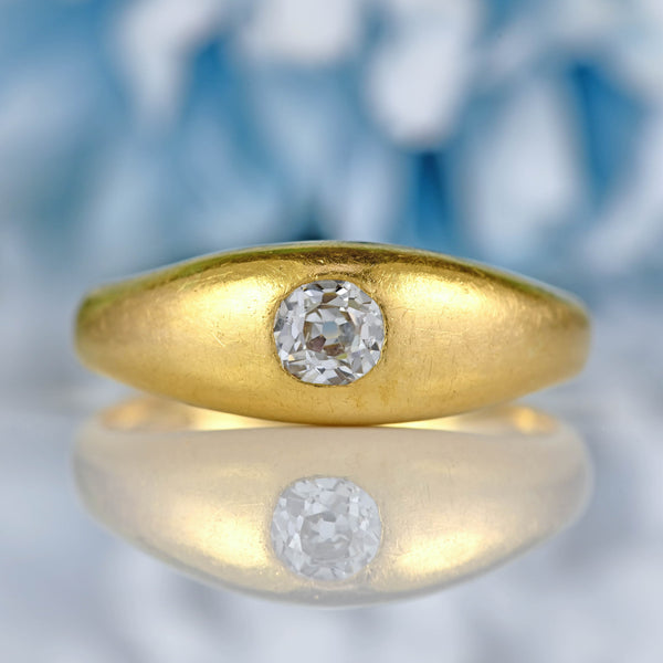 Ellibelle Jewellery Antique Old Cut Diamond 18ct Yellow Gold Gypsy Ring