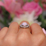 Ellibelle Jewellery Antique Opal & Diamond 18ct Gold Platinum Cluster Engagement Ring