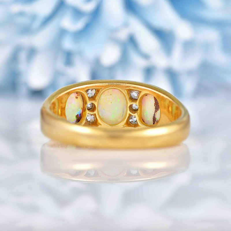 Ellibelle Jewellery Antique Opal & Diamond 18ct Gold Ring