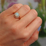 Ellibelle Jewellery Antique Opal & Old Cut Diamond 18ct Gold Engagement Ring