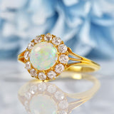 Ellibelle Jewellery Antique Opal & Old Cut Diamond 18ct Gold Engagement Ring