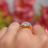 Ellibelle Jewellery Antique Opal, Old-Cut Diamond & Green Gem 18ct Gold Ring