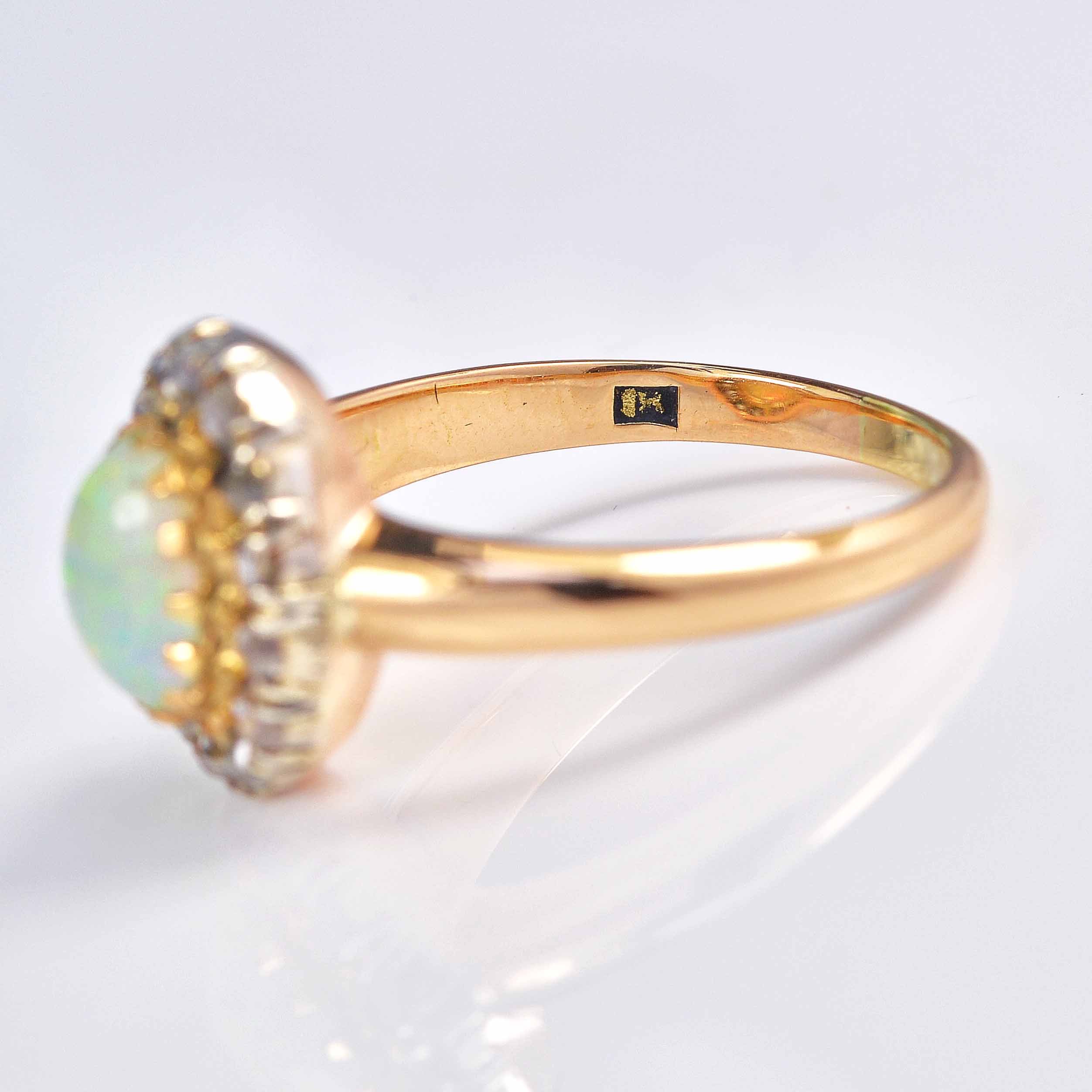 Ellibelle Jewellery Antique Opal & Rose Cut Diamond 18ct Gold Cluster Ring