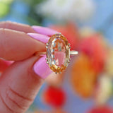 Ellibelle Jewellery Antique Oval-Cut Topaz 18ct Gold Solitaire Ring (6.06cts)