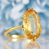 Ellibelle Jewellery Antique Oval-Cut Topaz 18ct Gold Solitaire Ring (6.06cts)