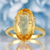 Ellibelle Jewellery Antique Oval-Cut Topaz 18ct Gold Solitaire Ring (6.06cts)