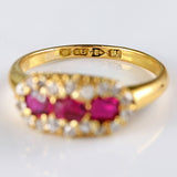 Ellibelle Jewellery Antique Ruby & Diamond 18ct Gold Cluster Ring - Chester 1901