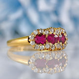 Ellibelle Jewellery Antique Ruby & Diamond 18ct Gold Cluster Ring - Chester 1901