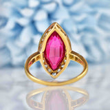 Ellibelle Jewellery Antique Ruby & Rose Cut Diamond Gold Marquise Ring