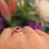 Ellibelle Jewellery Antique Ruby & Rose Cut Diamond Gold Marquise Ring