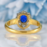 Ellibelle Jewellery Antique Sapphire & Old Cut Diamond 18ct Gold Cluster Ring (0.42cts)