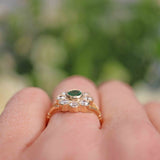 Ellibelle Jewellery Antique Style Emerald & Diamond 9ct Gold Daisy Cluster Ring