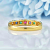 Ellibelle Jewellery Antique Style Multi-Gemstone 'DEAREST' 18ct Gold Acrostic Band Ring