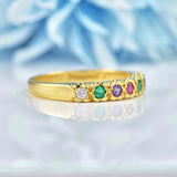 Ellibelle Jewellery Antique Style Multi-Gemstone 'DEAREST' 18ct Gold Acrostic Band Ring